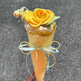 Handmade Meet-Up Bouquet | French Rose & Osteospermum Yarn Flower