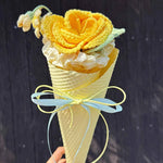 Handmade Meet-Up Bouquet | French Rose & Osteospermum Yarn Flower