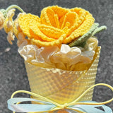 Handmade Meet-Up Bouquet | French Rose & Osteospermum Yarn Flower