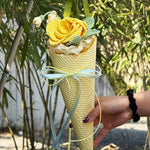 Handmade Meet-Up Bouquet | French Rose & Osteospermum Yarn Flower