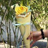 Handmade Meet-Up Bouquet | French Rose & Osteospermum Yarn Flower