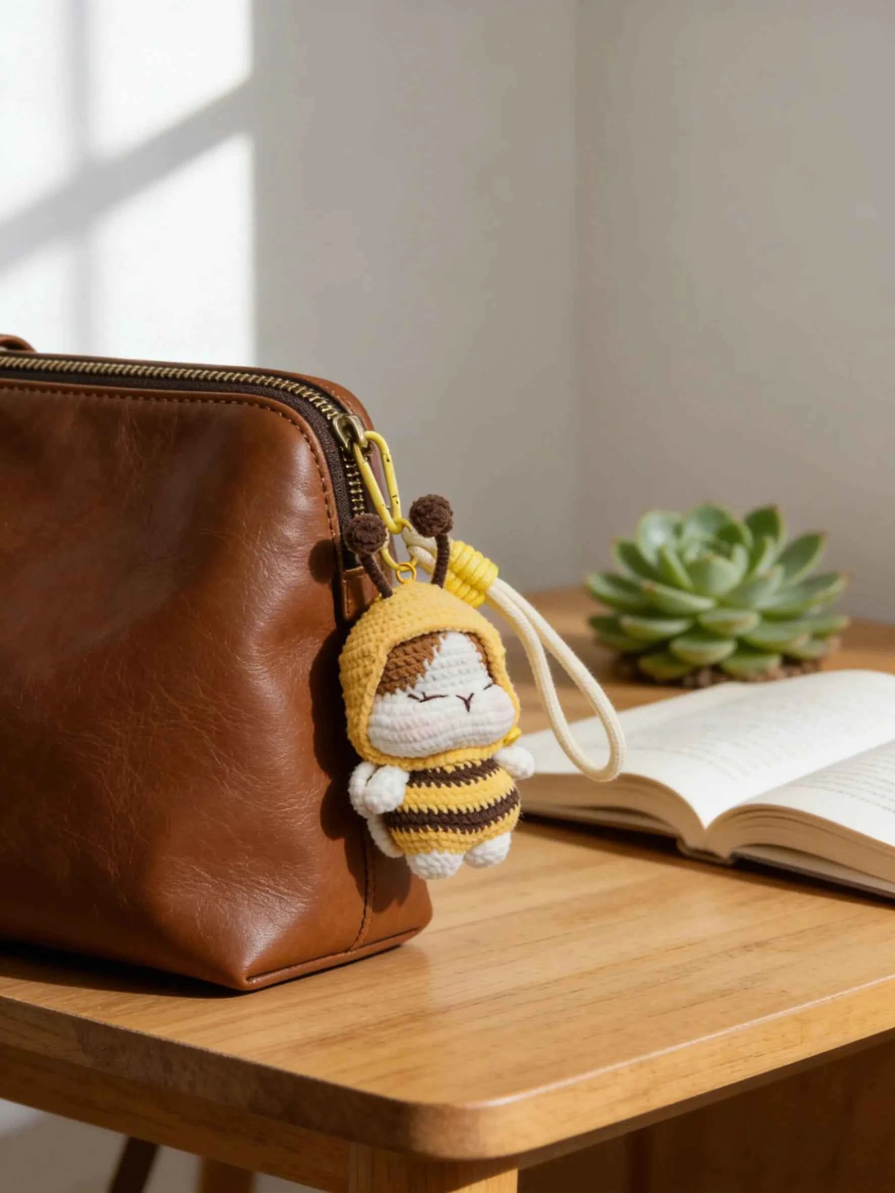 Amigurumi Crochet Kit - Cute Honeybee Doll Keychain