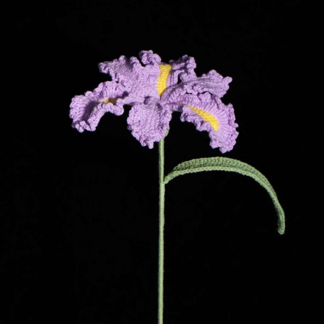 Handmade Knit Iris Flower - Symbol of Hope & Wisdom, Perfect Gift
