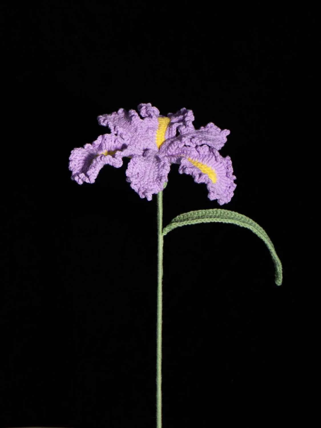 Handmade Knit Iris Flower - Symbol of Hope & Wisdom, Perfect Gift