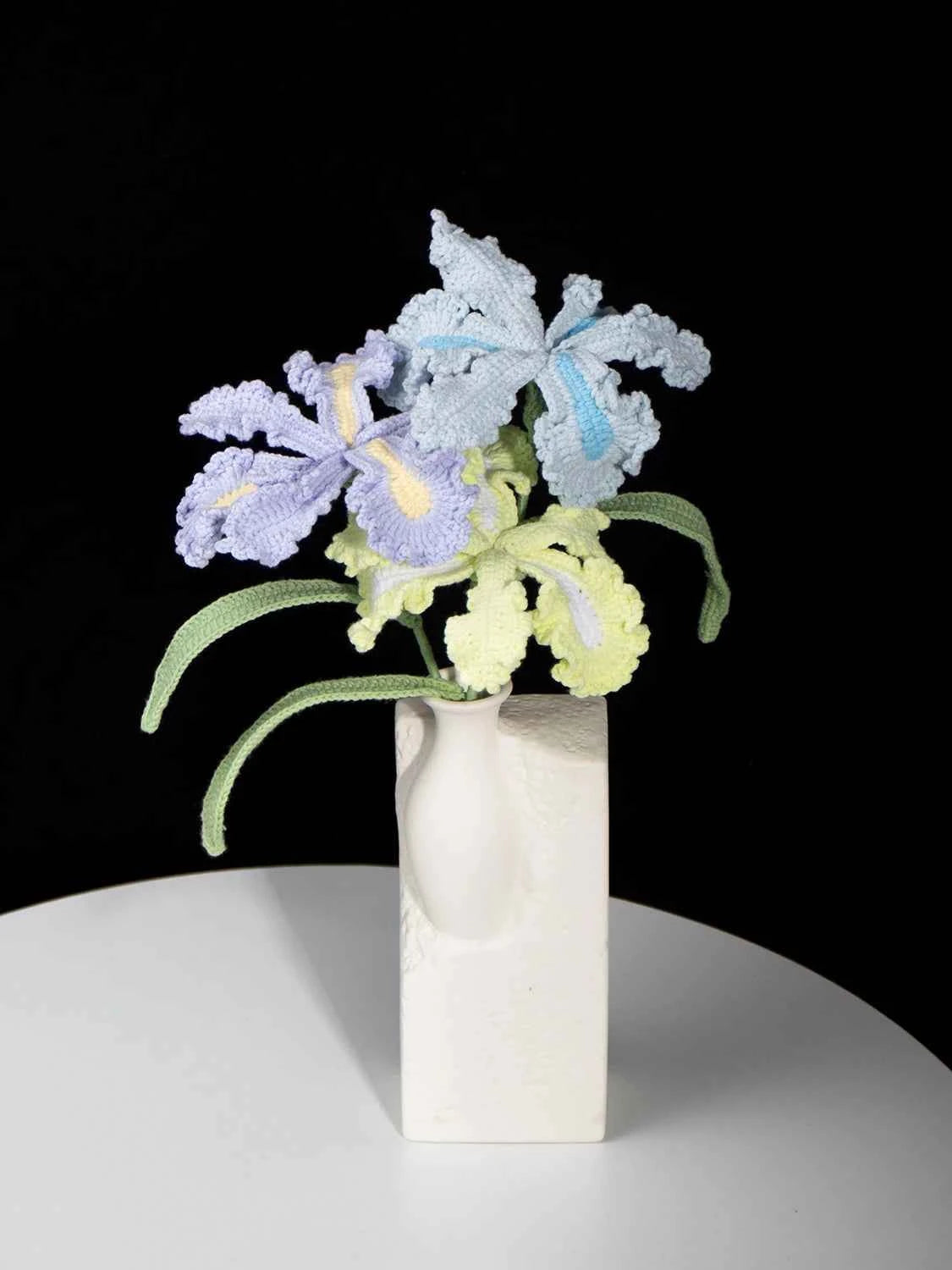 Handmade Knit Iris Flower - Symbol of Hope & Wisdom, Perfect Gift