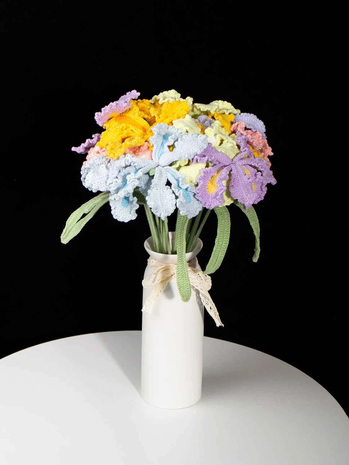Handmade Knit Iris Flower - Symbol of Hope & Wisdom, Perfect Gift