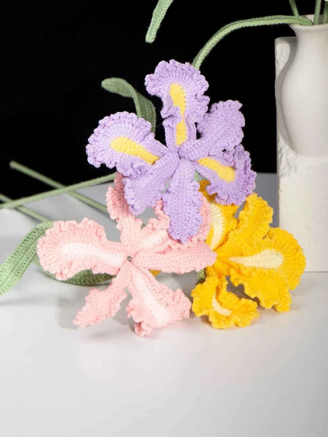 Handmade Knit Iris Flower - Symbol of Hope & Wisdom, Perfect Gift