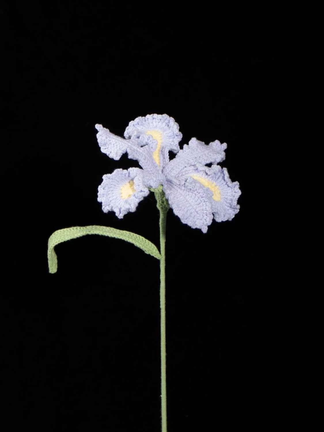 Handmade Knit Iris Flower - Symbol of Hope & Wisdom, Perfect Gift
