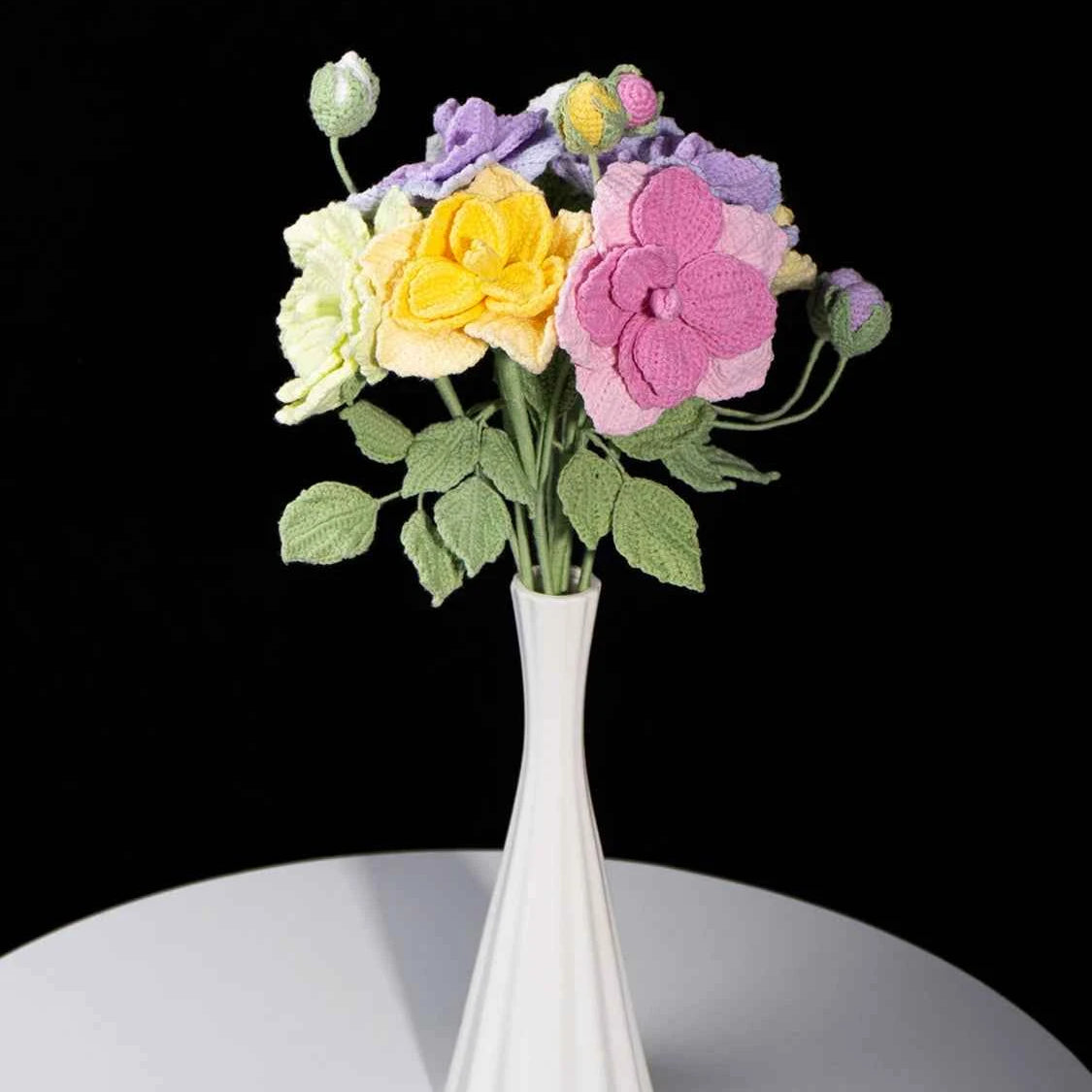 Luxury Crochet Rose & Peony Mix Bouquet - Reusable Floral Home Decor