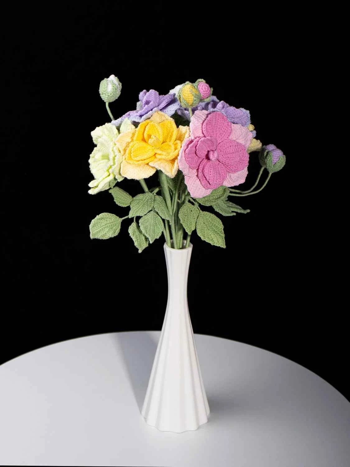 Luxury Crochet Rose & Peony Mix Bouquet - Reusable Floral Home Decor