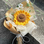 Crochet Sunflower & Mini White Flowers Bouquet - Unique Gift for Birthday & Graduation
