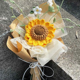 Crochet Sunflower & Mini White Flowers Bouquet - Unique Gift for Birthday & Graduation