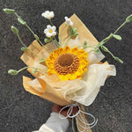 Crochet Sunflower & Mini White Flowers Bouquet - Unique Gift for Birthday & Graduation