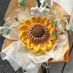 Crochet Sunflower & Mini White Flowers Bouquet - Unique Gift for Birthday & Graduation