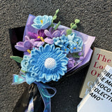 Blue Sunflower Crochet Bouquet (13pieces)