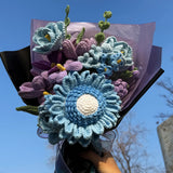 Blue Sunflower Crochet Bouquet (13pieces)