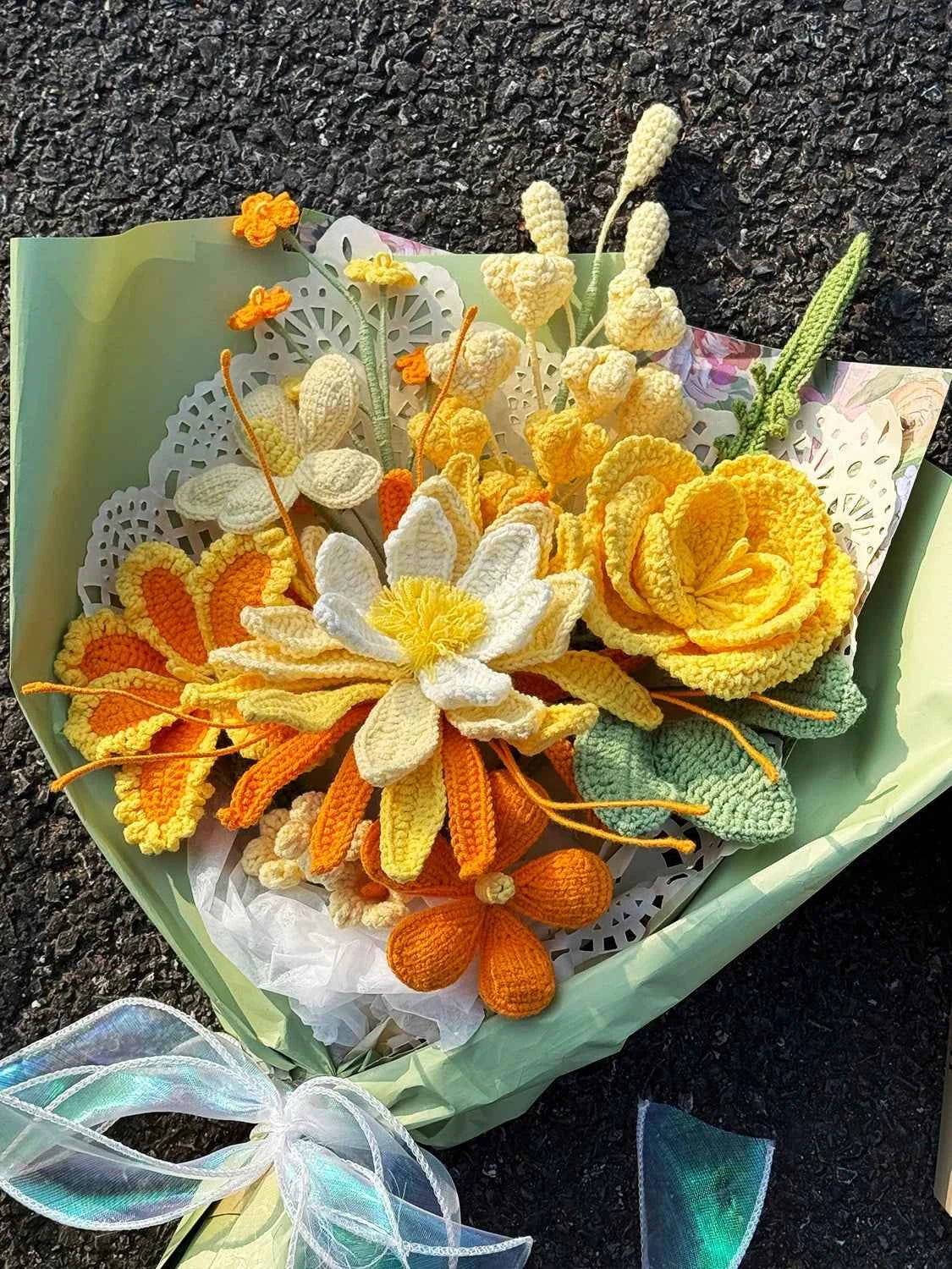 Handmade Crochet Flower Bouquet | Forever Yellow & Orange Gift for Her