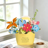 Colorful Handmade Crochet Flower Bouquet, Knit Floral Gift Bag Arrangement