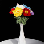 Hand Crochet Anemone Bouquet - Colorful Knitted Flower Arrangement