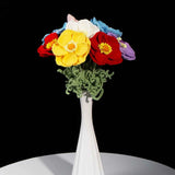 Hand Crochet Anemone Bouquet - Colorful Knitted Flower Arrangement