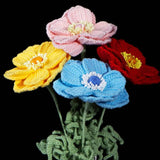 Hand Crochet Anemone Bouquet - Colorful Knitted Flower Arrangement