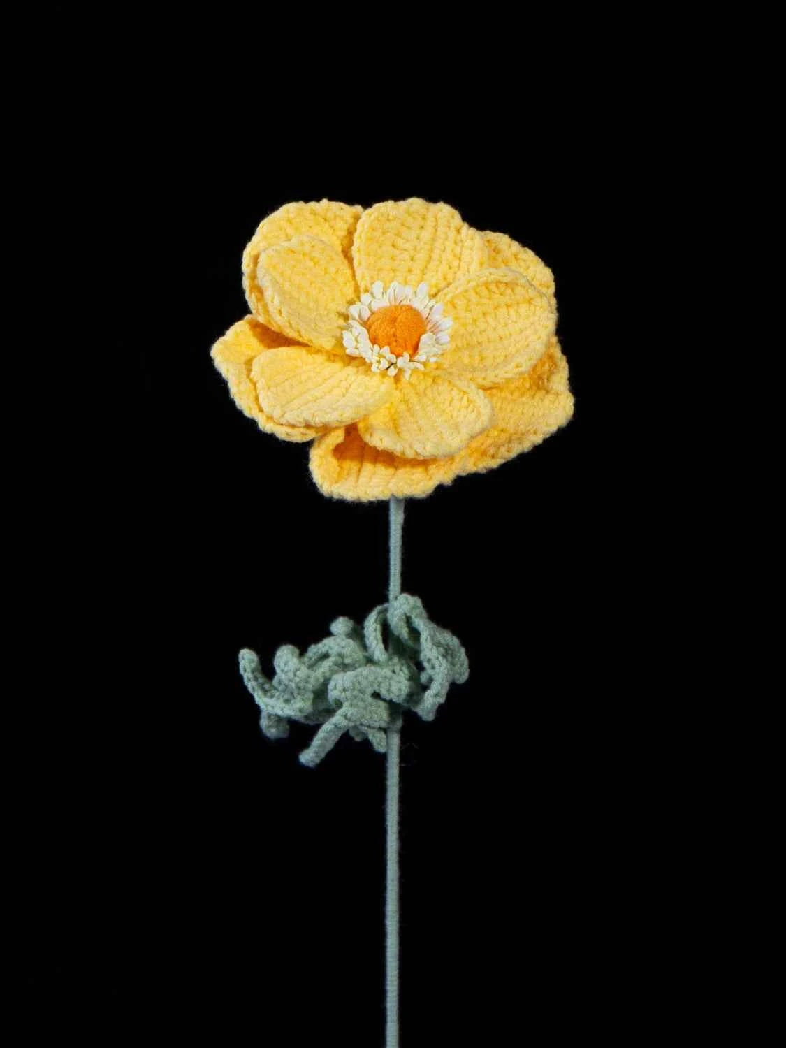 Hand Crochet Anemone Bouquet - Colorful Knitted Flower Arrangement