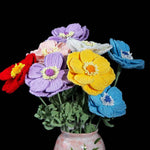 Hand Crochet Anemone Bouquet - Colorful Knitted Flower Arrangement
