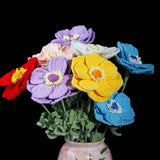 Hand Crochet Anemone Bouquet - Colorful Knitted Flower Arrangement