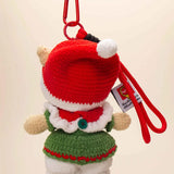 Christmas Cat Keychain Crochet Kit - Handmade Soft Yarn Plush Bag Charm