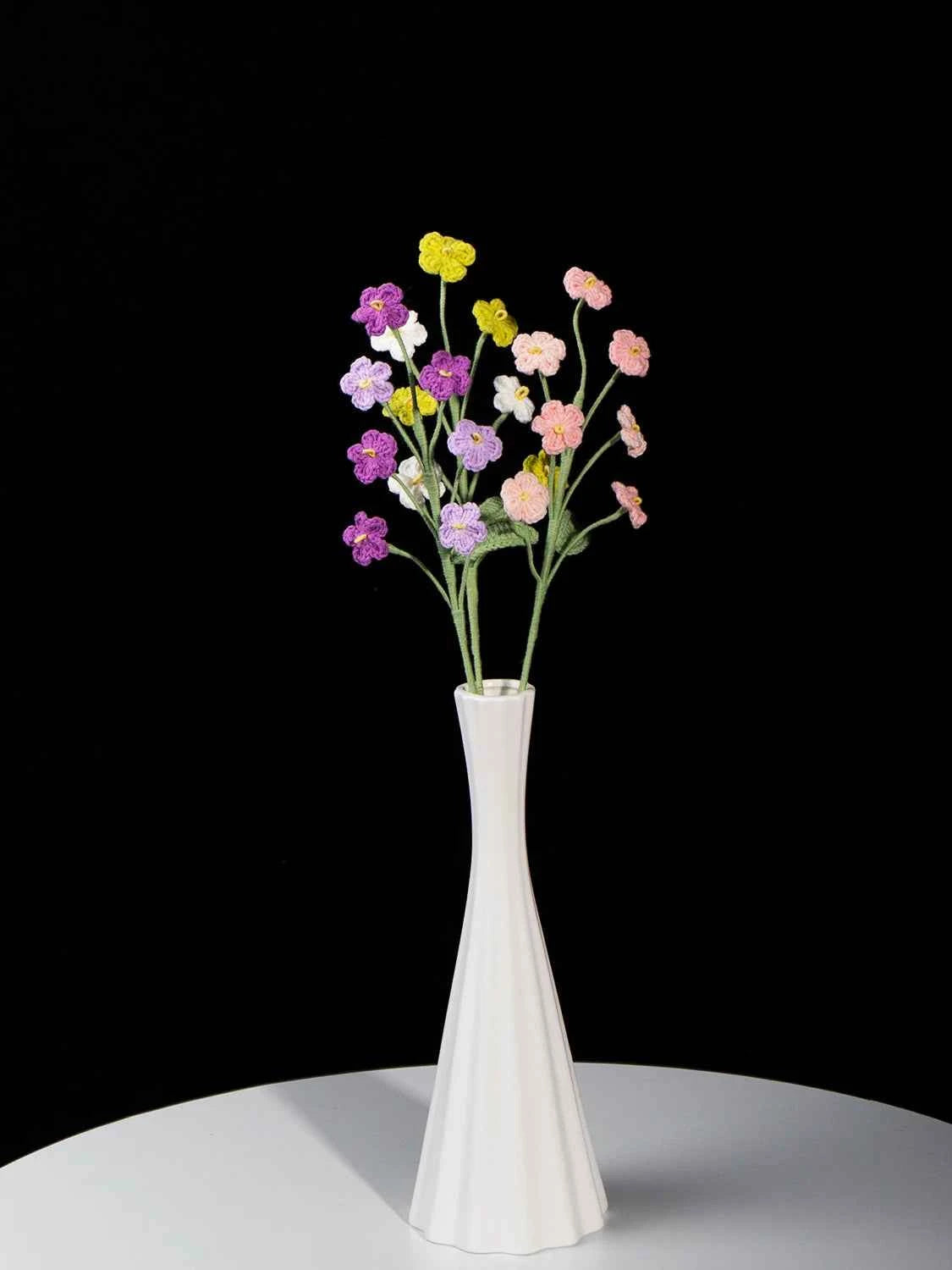 Handmade Crochet Forget Me Not Bouquet - Vertical Knitted Forever Flowers