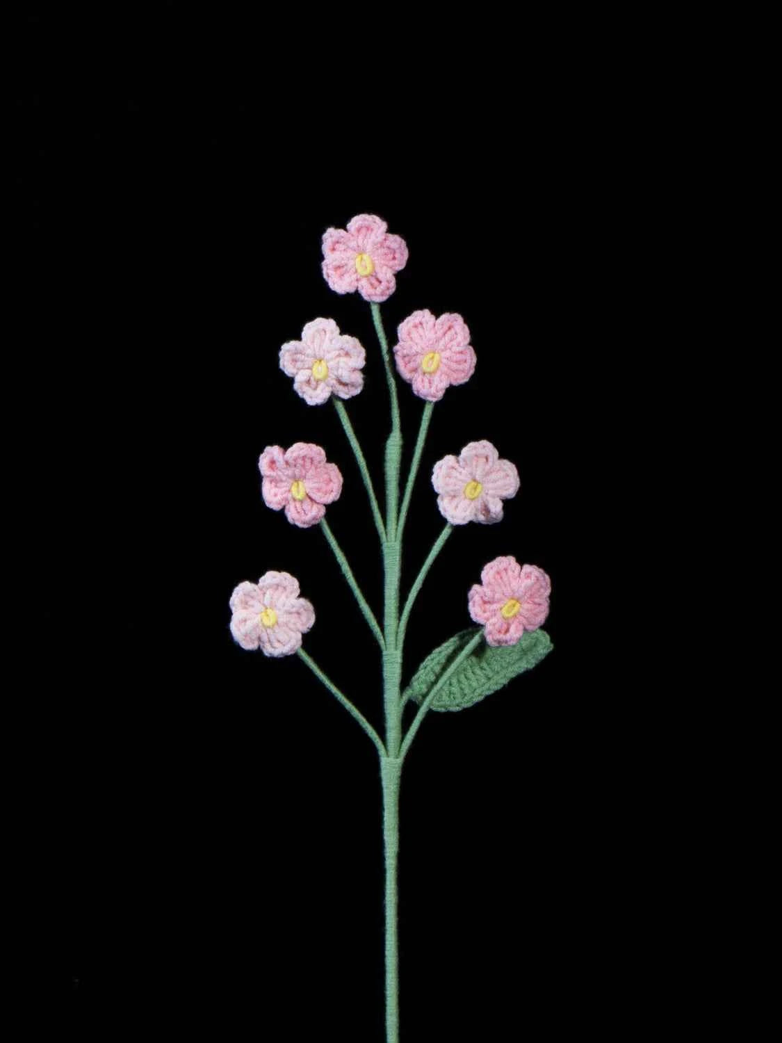 Handmade Crochet Forget Me Not Bouquet - Vertical Knitted Forever Flowers