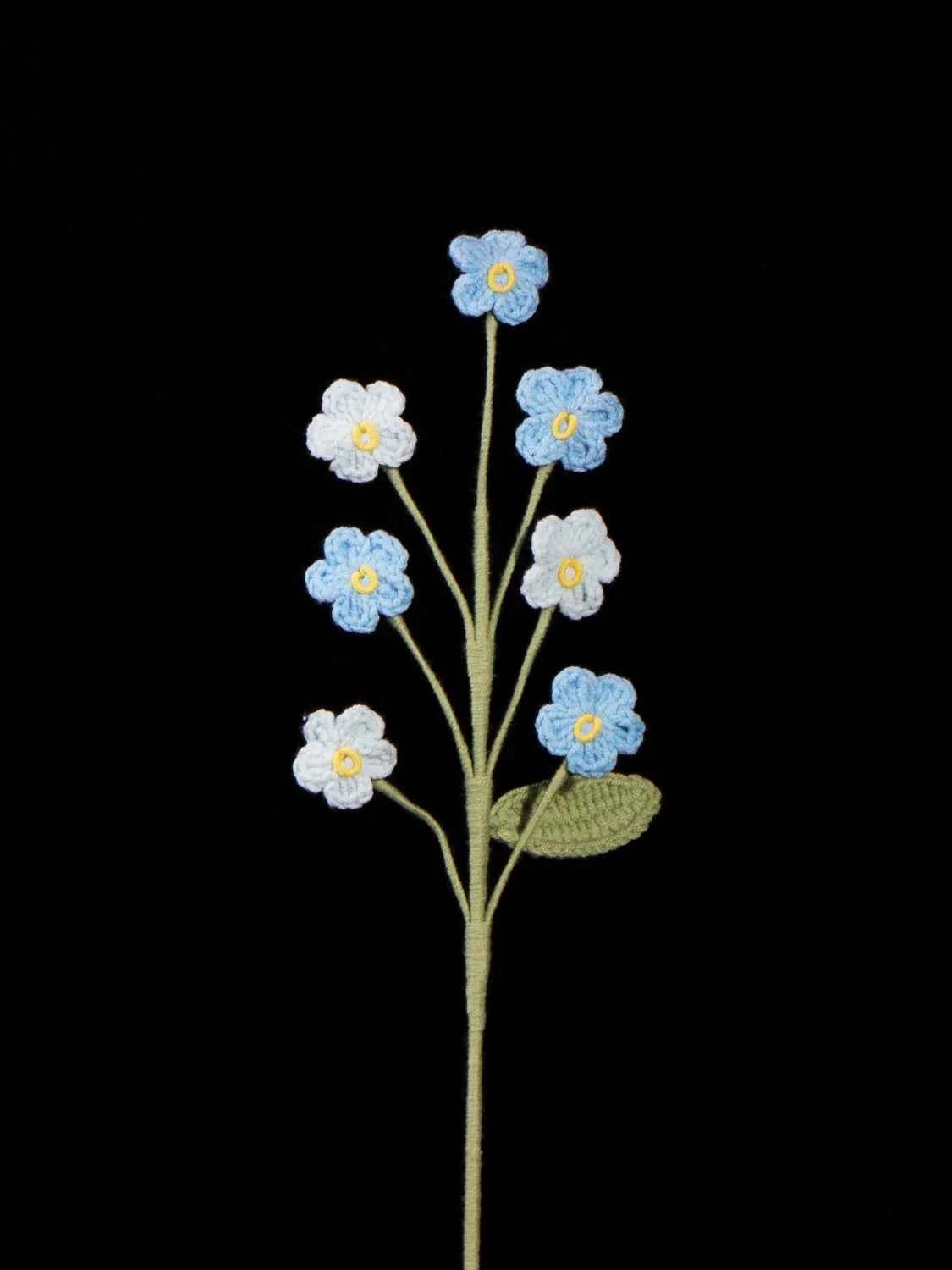 Handmade Crochet Forget Me Not Bouquet - Vertical Knitted Forever Flowers