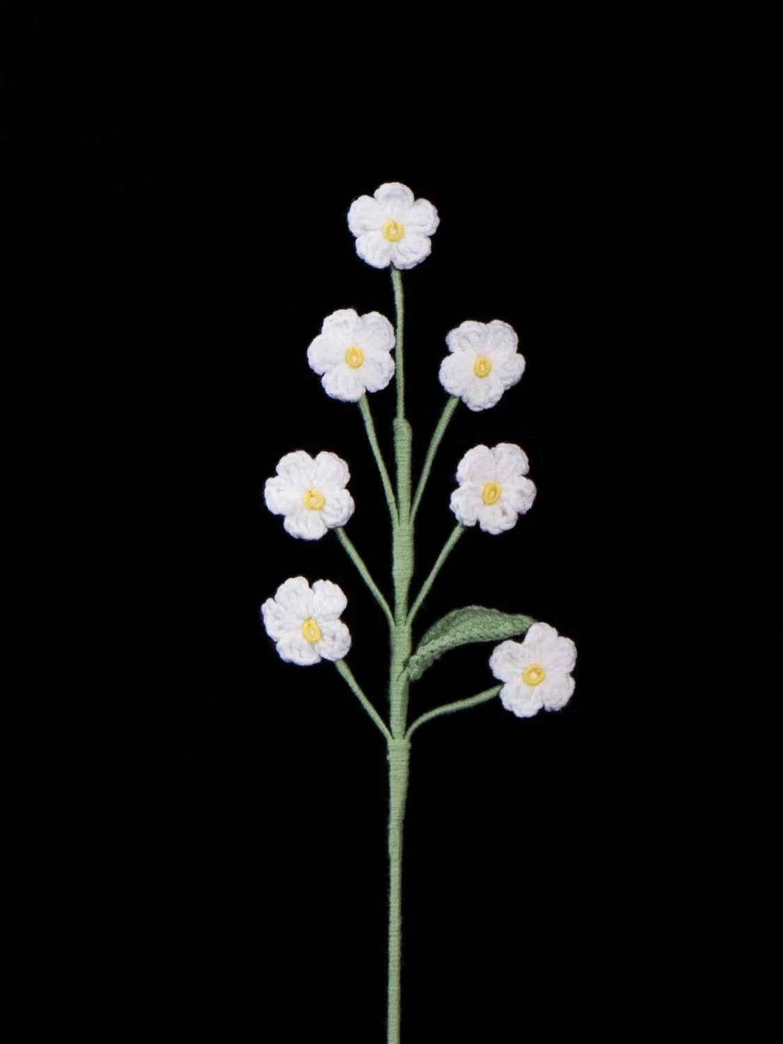 Handmade Crochet Forget Me Not Bouquet - Vertical Knitted Forever Flowers