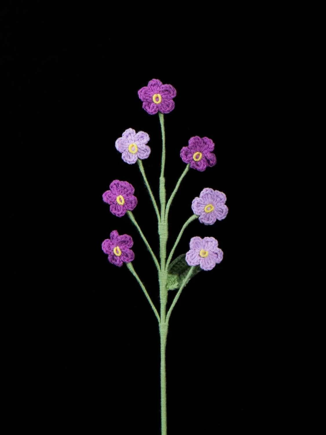 Handmade Crochet Forget Me Not Bouquet - Vertical Knitted Forever Flowers