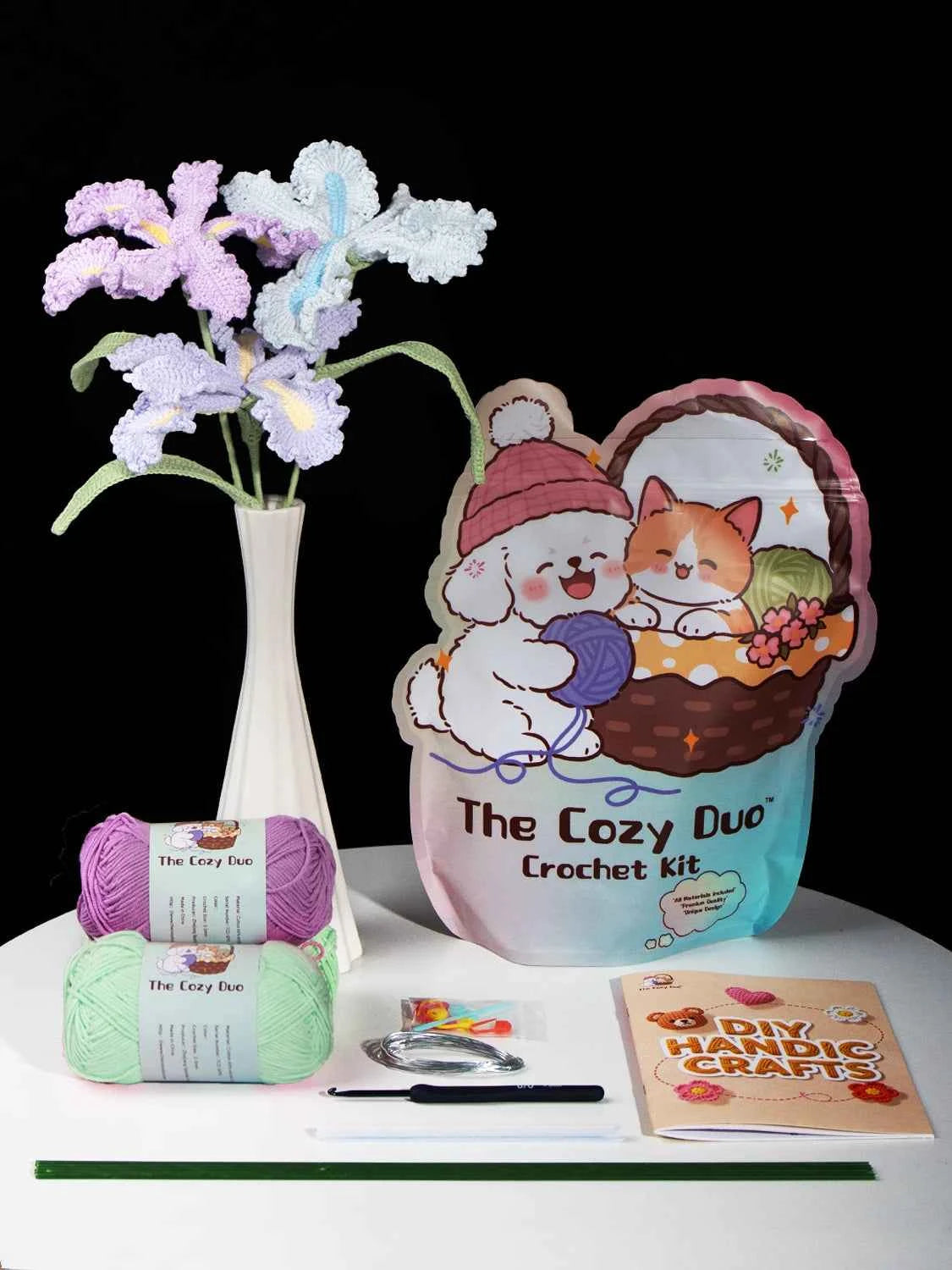 Crochet Iris Flower Kit | Handmade Forever Bouquet for Gifting & Home Decor