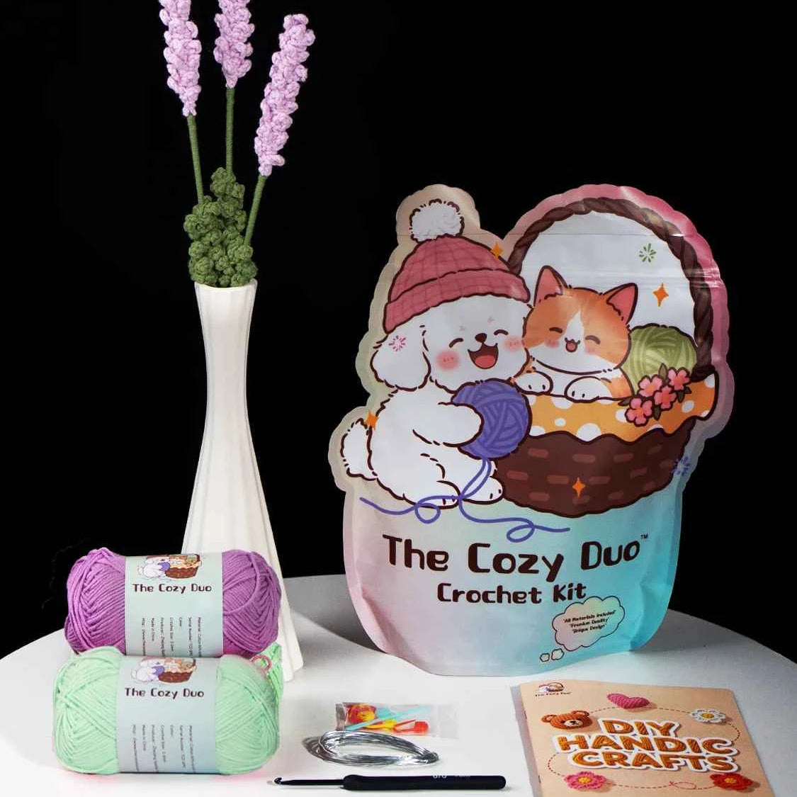 The Cozy Duo Lavender Crochet Kit | Easy DIY Craft for Home Decor & Gifting