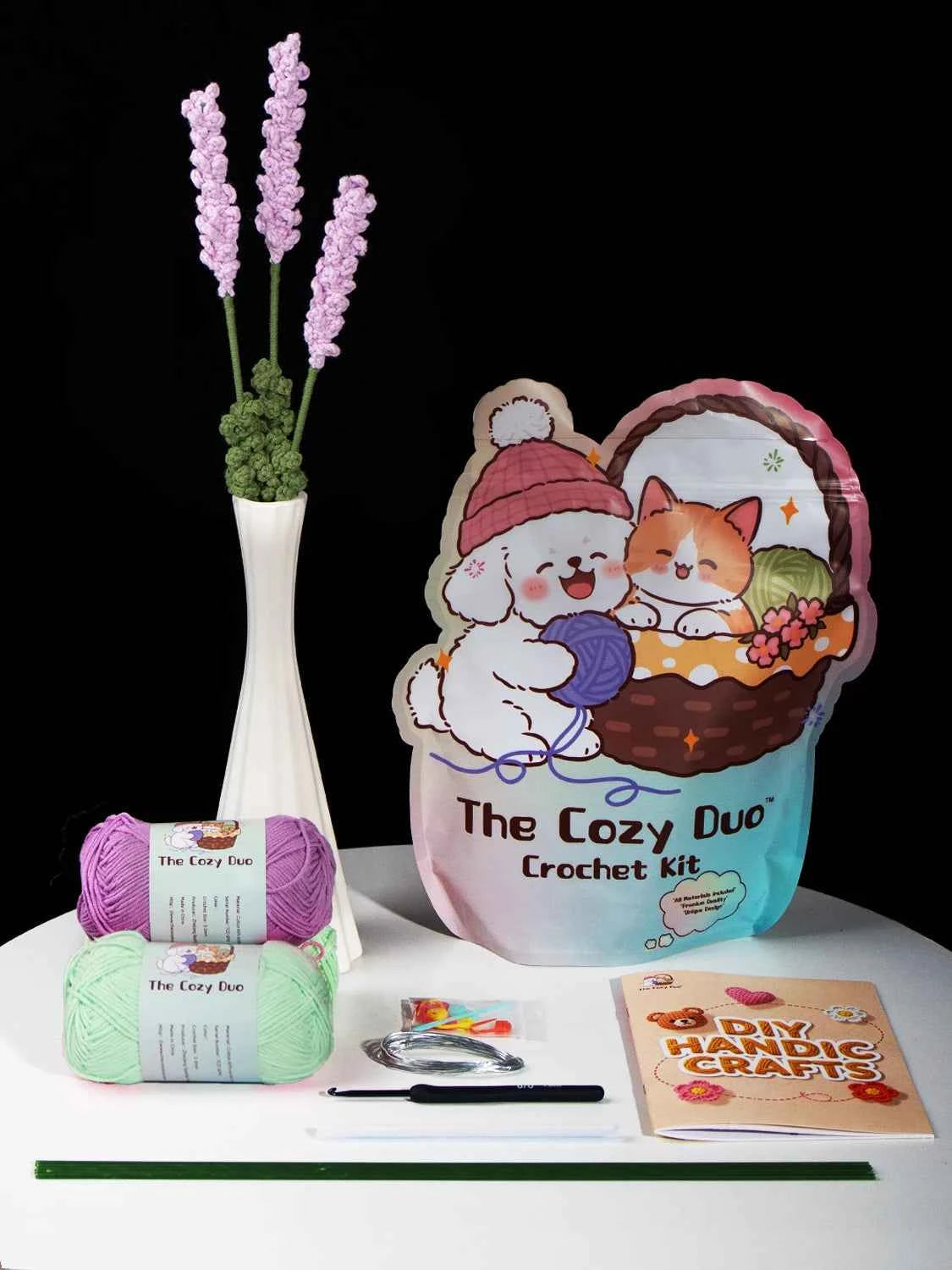 The Cozy Duo Lavender Crochet Kit | Easy DIY Craft for Home Decor & Gifting