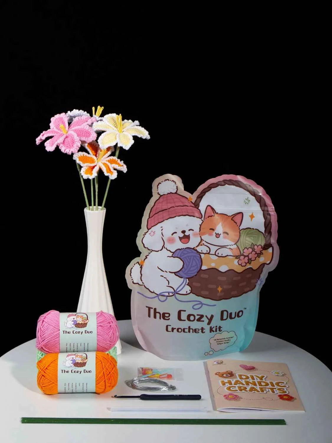 Crochet White Edge Tulip Kit – Single Flower DIY Set