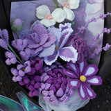 Crochet Purple Flower Bouquet Kit - DIY Amethyst Floral Arrangement for Home Decor