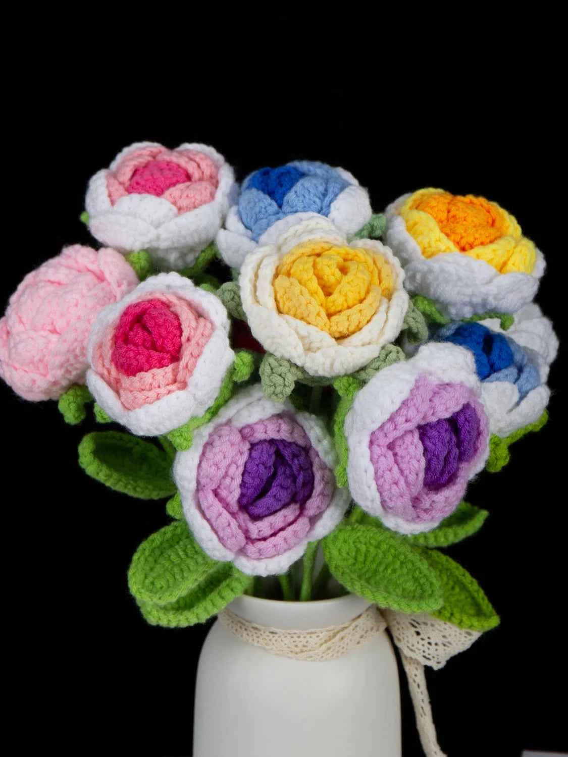 Crochet Rose Bouquet Kit - Complete DIY Craft Set with All Materials