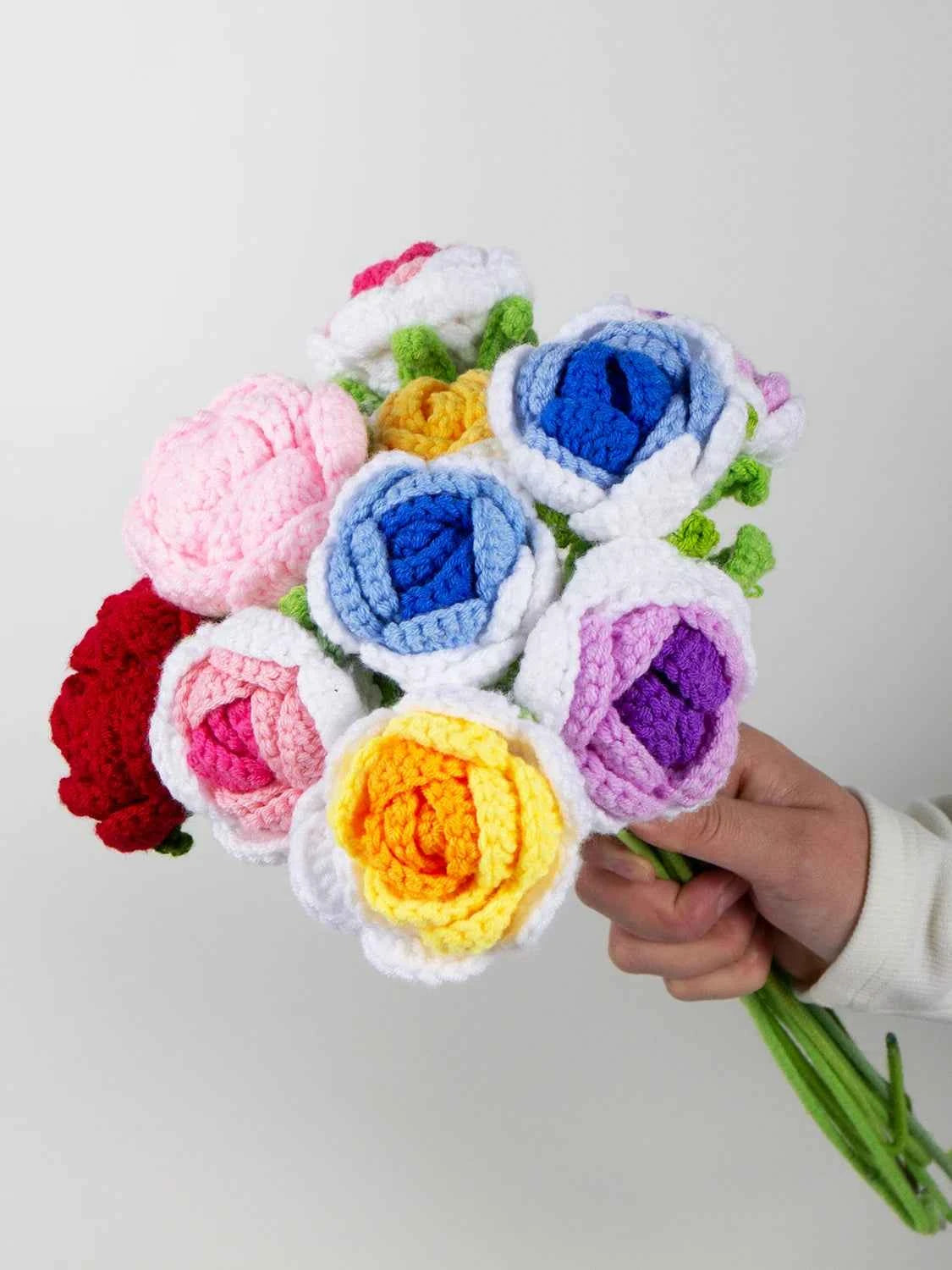 Crochet Rose Bouquet Kit - Complete DIY Craft Set with All Materials