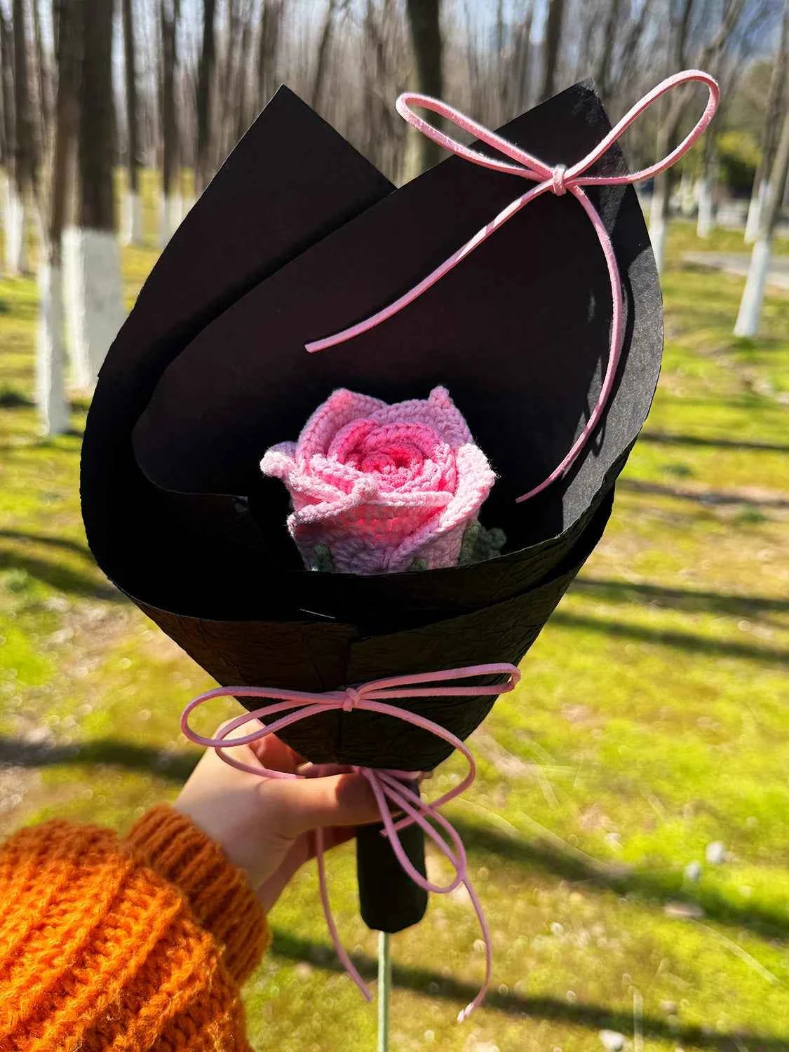 Crochet Single Wrapped Mini Thai Rose Bouquet