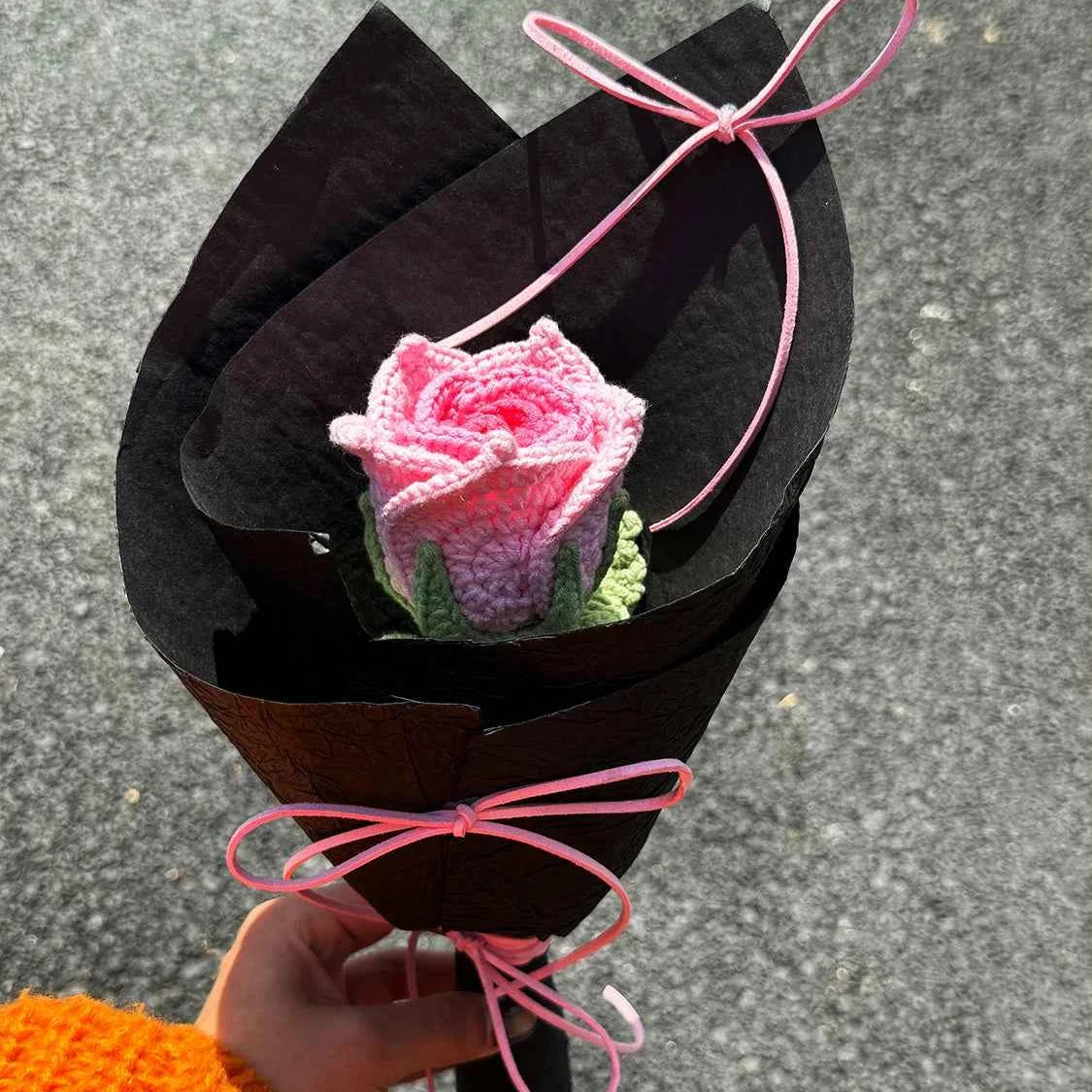 Crochet Single Wrapped Mini Thai Rose Bouquet