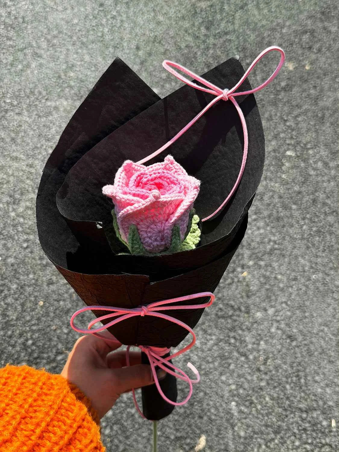 Crochet Single Wrapped Mini Thai Rose Bouquet