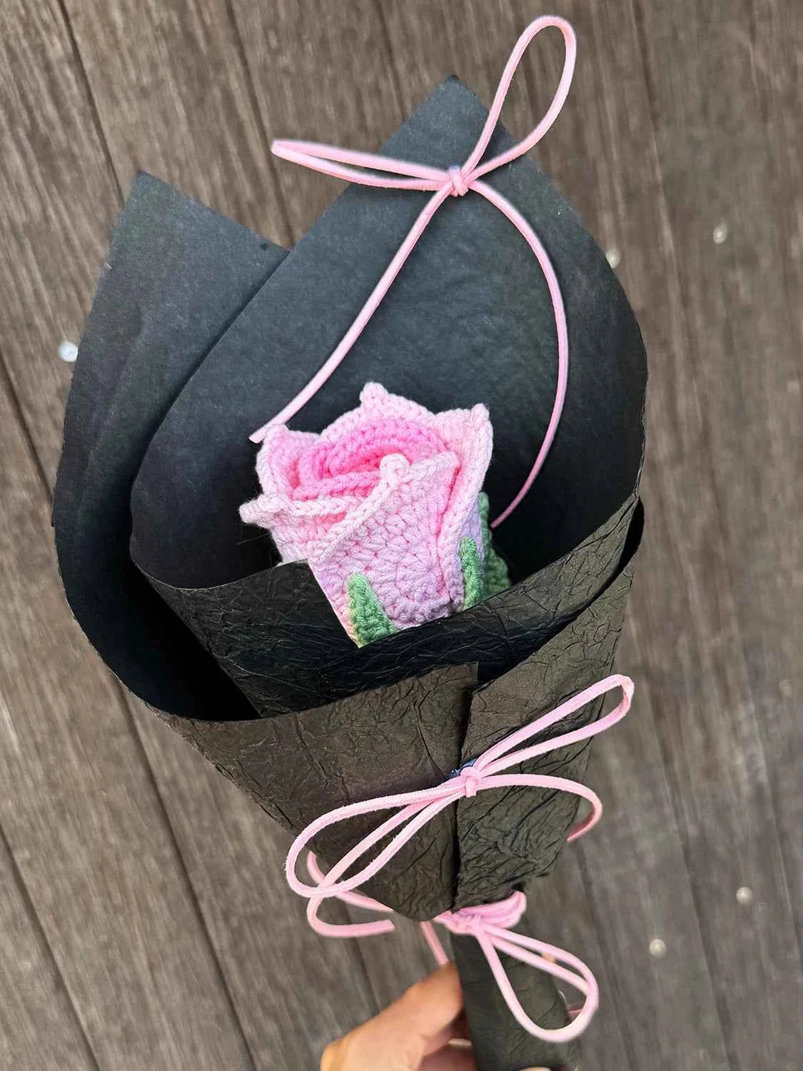 Crochet Single Wrapped Mini Thai Rose Bouquet