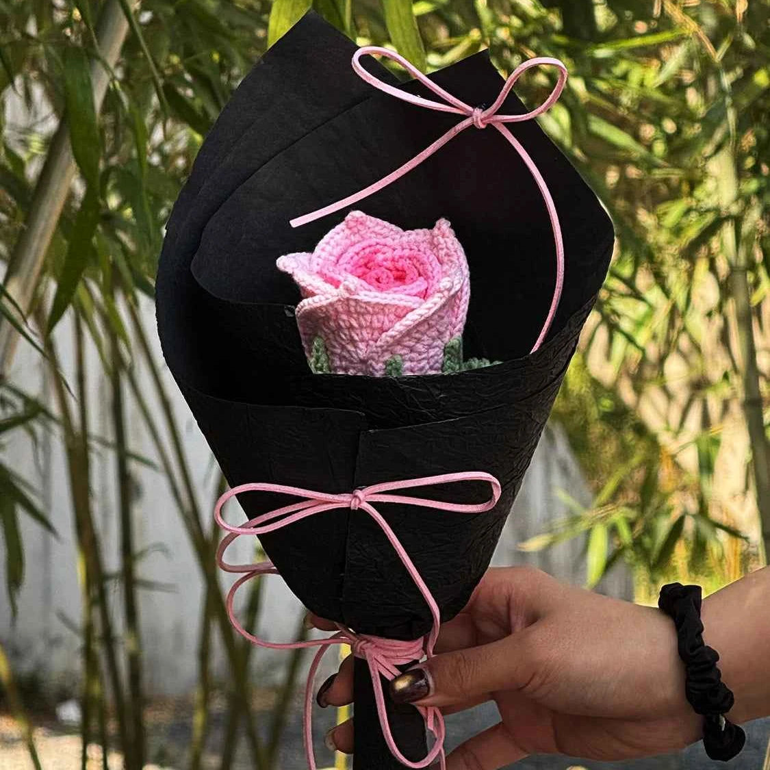 Crochet Single Wrapped Mini Thai Rose Bouquet