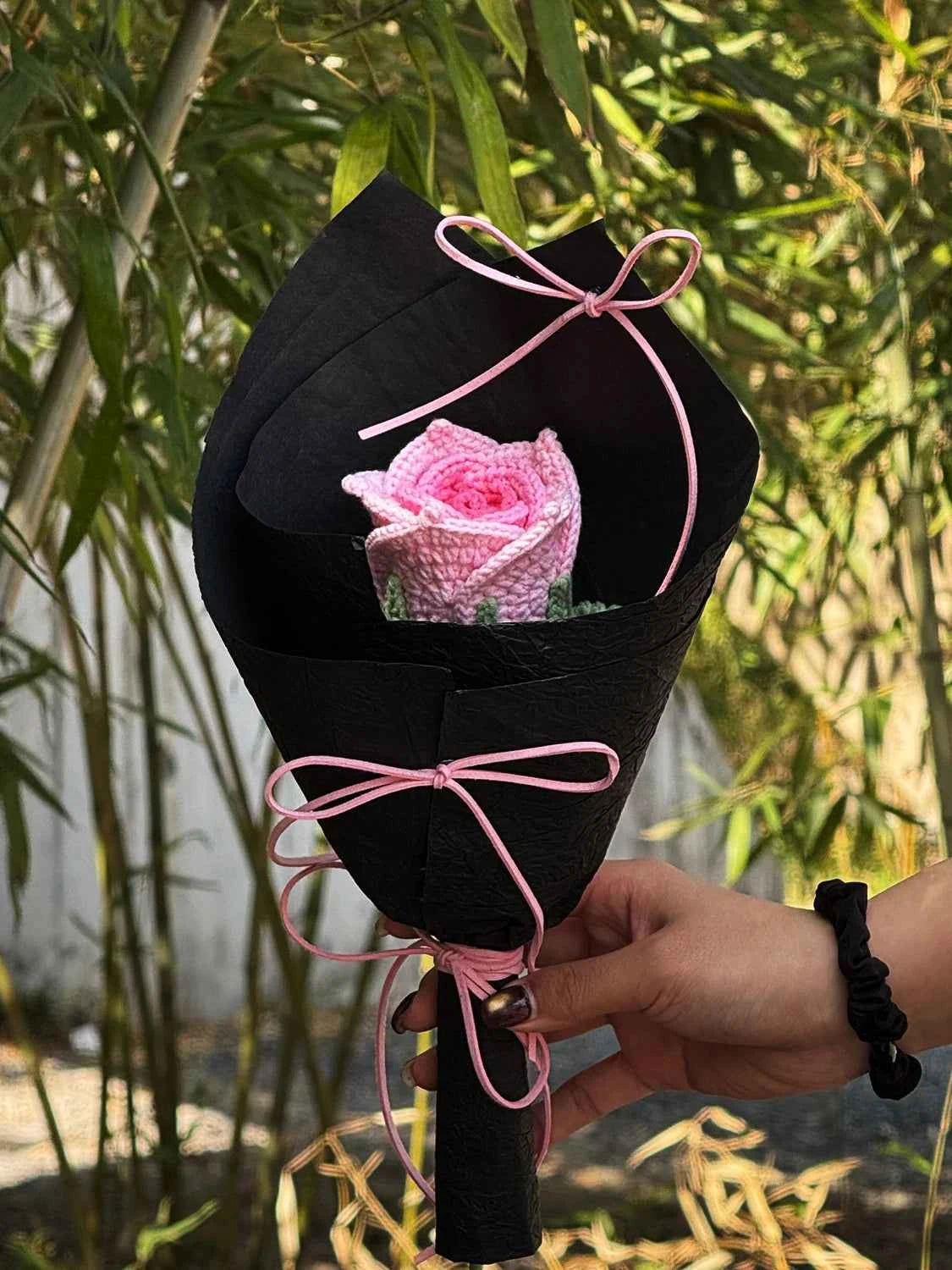 Crochet Single Wrapped Mini Thai Rose Bouquet