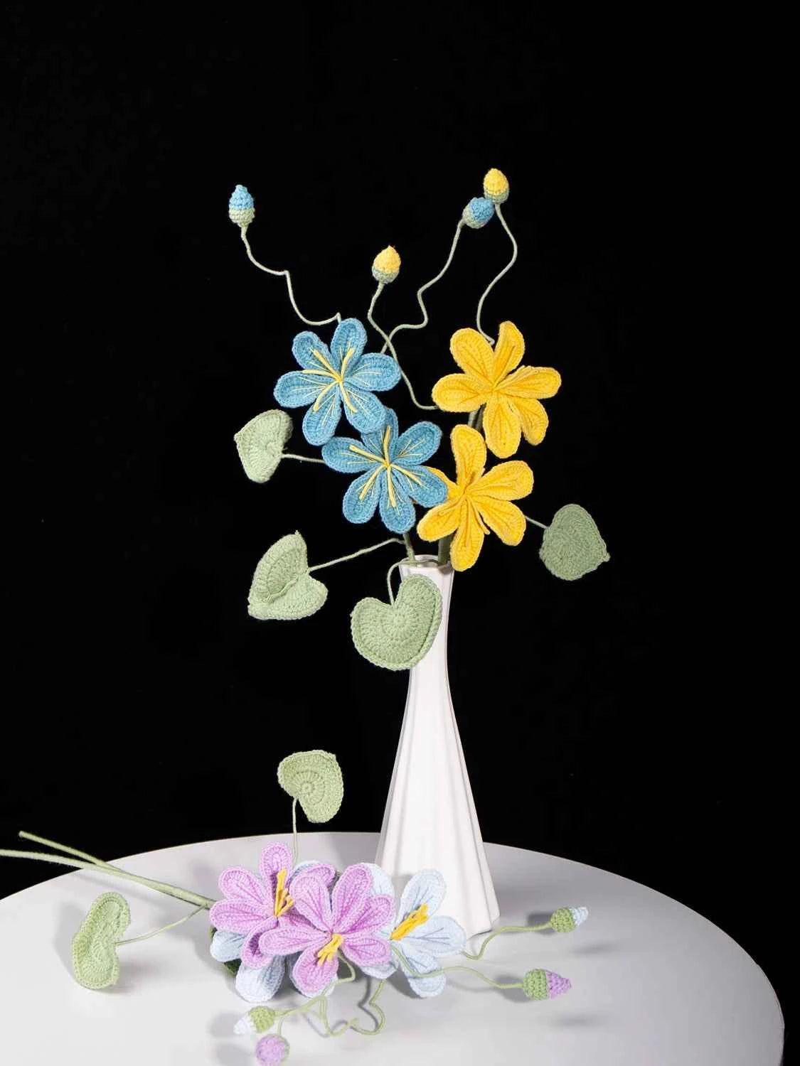 Crochet Tung Blossom Branch - Handmade Multicolor Fake Flower