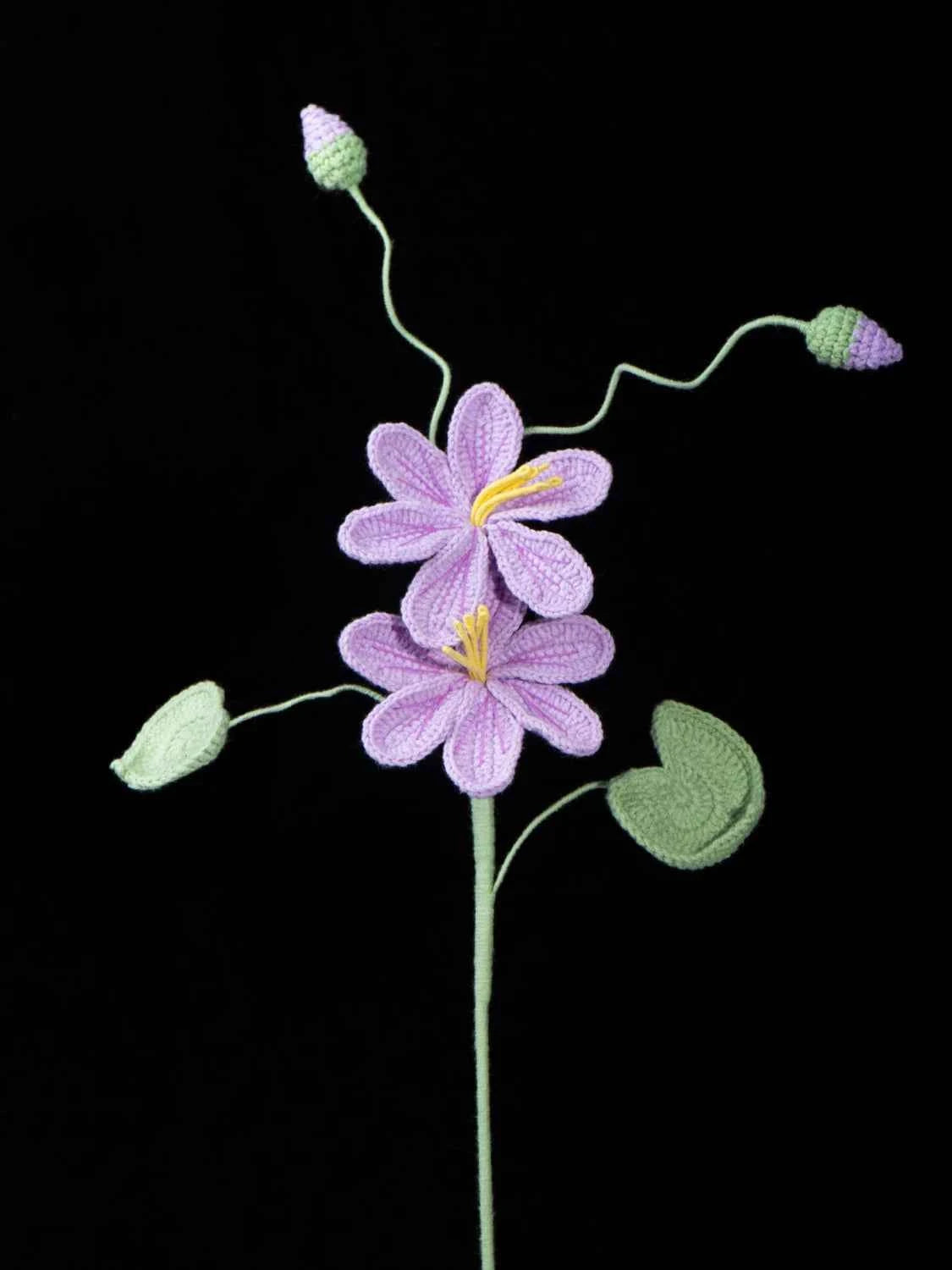 Crochet Tung Blossom Branch - Handmade Multicolor Fake Flower