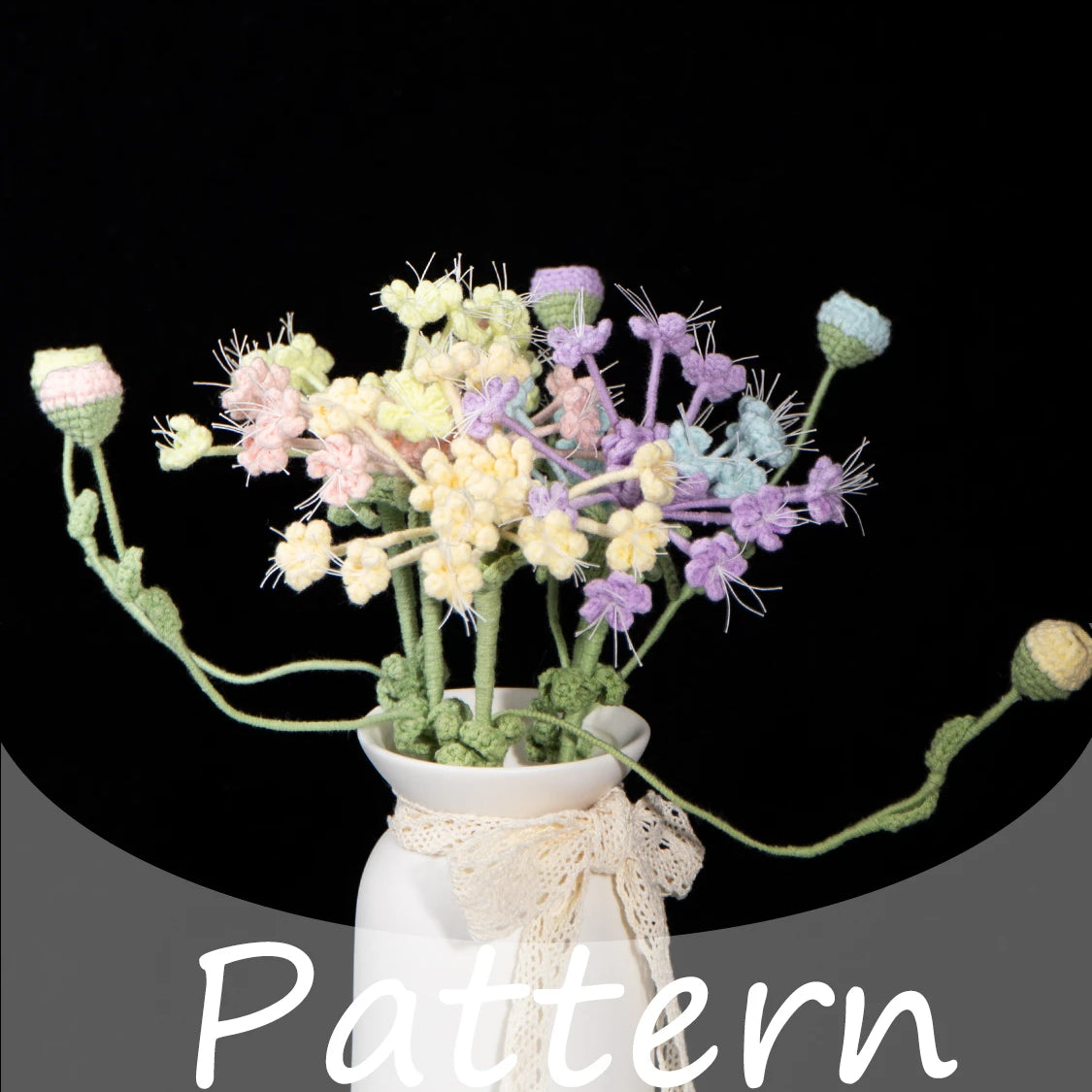 Handmade Crochet Blue Lace Flower Single Stem | Boho Home Decor